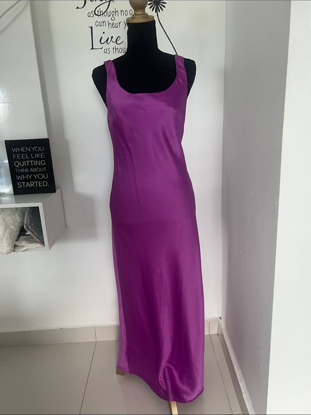 ASOS Satin Maxi Dress in Magenta